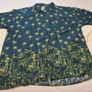 MENS PALM TREE PRINT SHORT SLEEVE SHIRT XXL